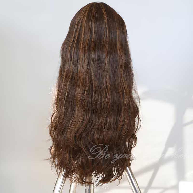 Natural Wavy European Hair Chestnut Lace Top Wig