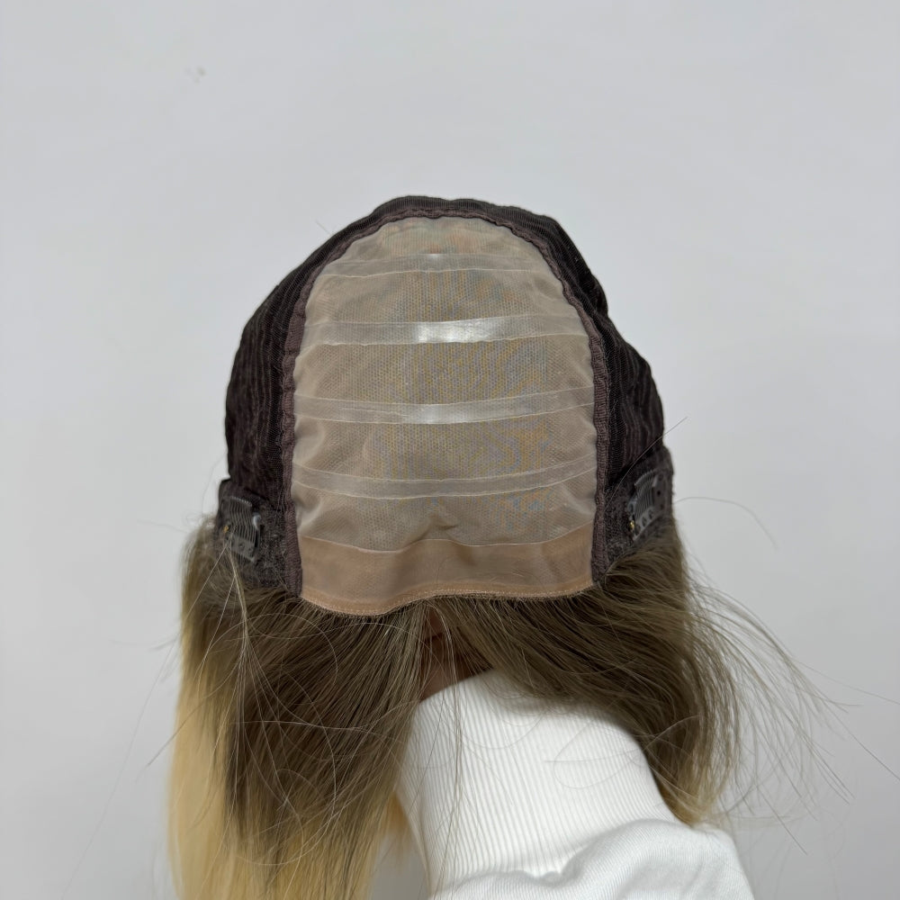 Linered wig dark root blonde hair lace top wig