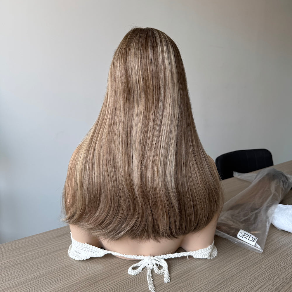 Golden Blonde with Subtle Brown Highlights Lace Top Wig