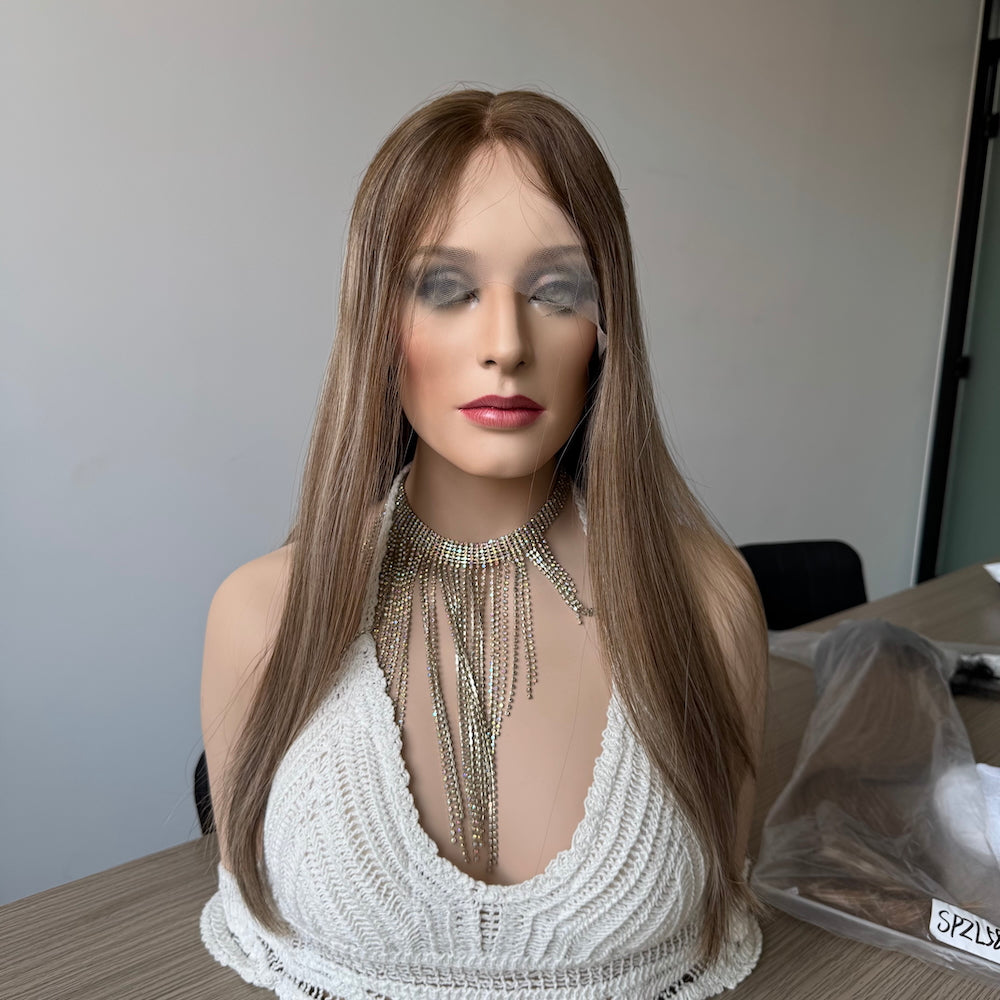 Golden Blonde with Subtle Brown Highlights Lace Top Wig