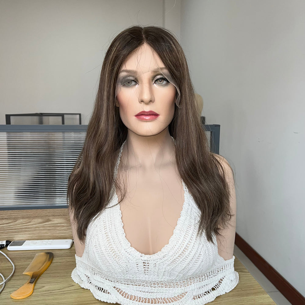 Soft Ash Brown Natural Wave Lace Top Wig