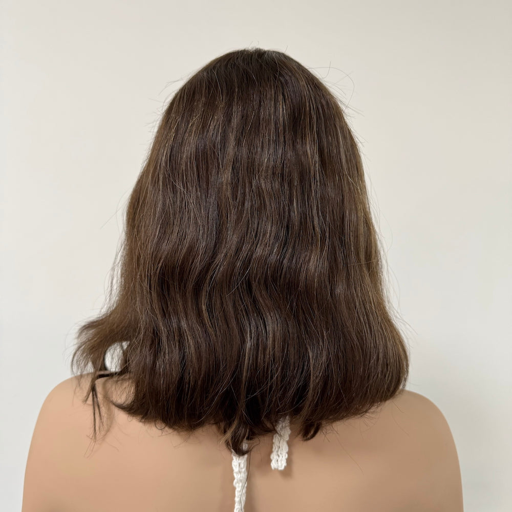 Rich Chestnut Brown with Soft Blonde Streaks Lace Top Wig