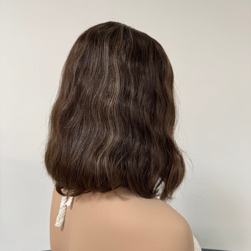 Rich Chestnut Brown with Soft Blonde Streaks Lace Top Wig