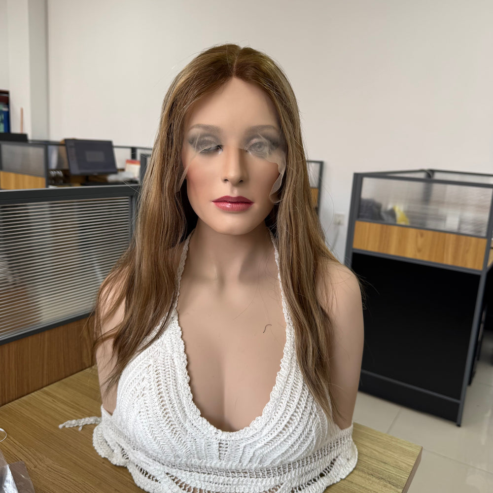 Dirty Blonde with a rich brown base lace top wig