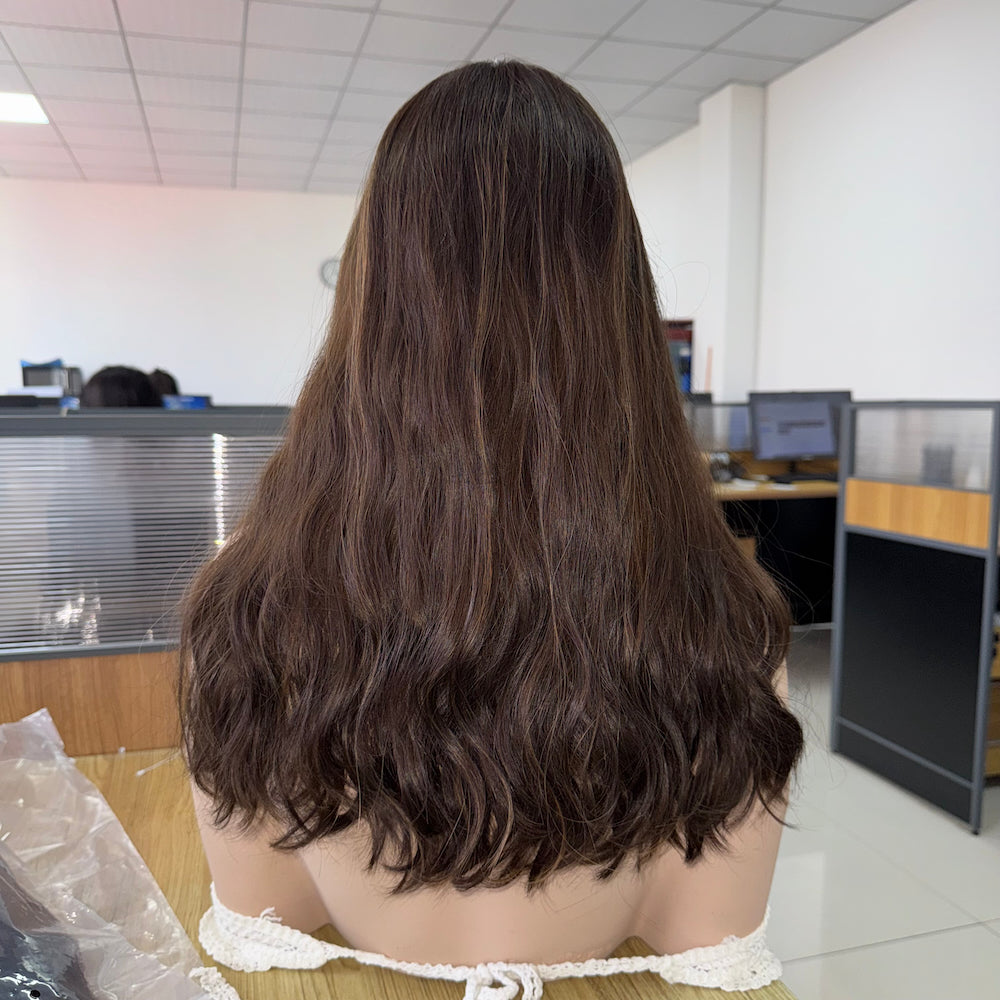 Natural Medium Brown with Subtle Highlights Lace Top Wig