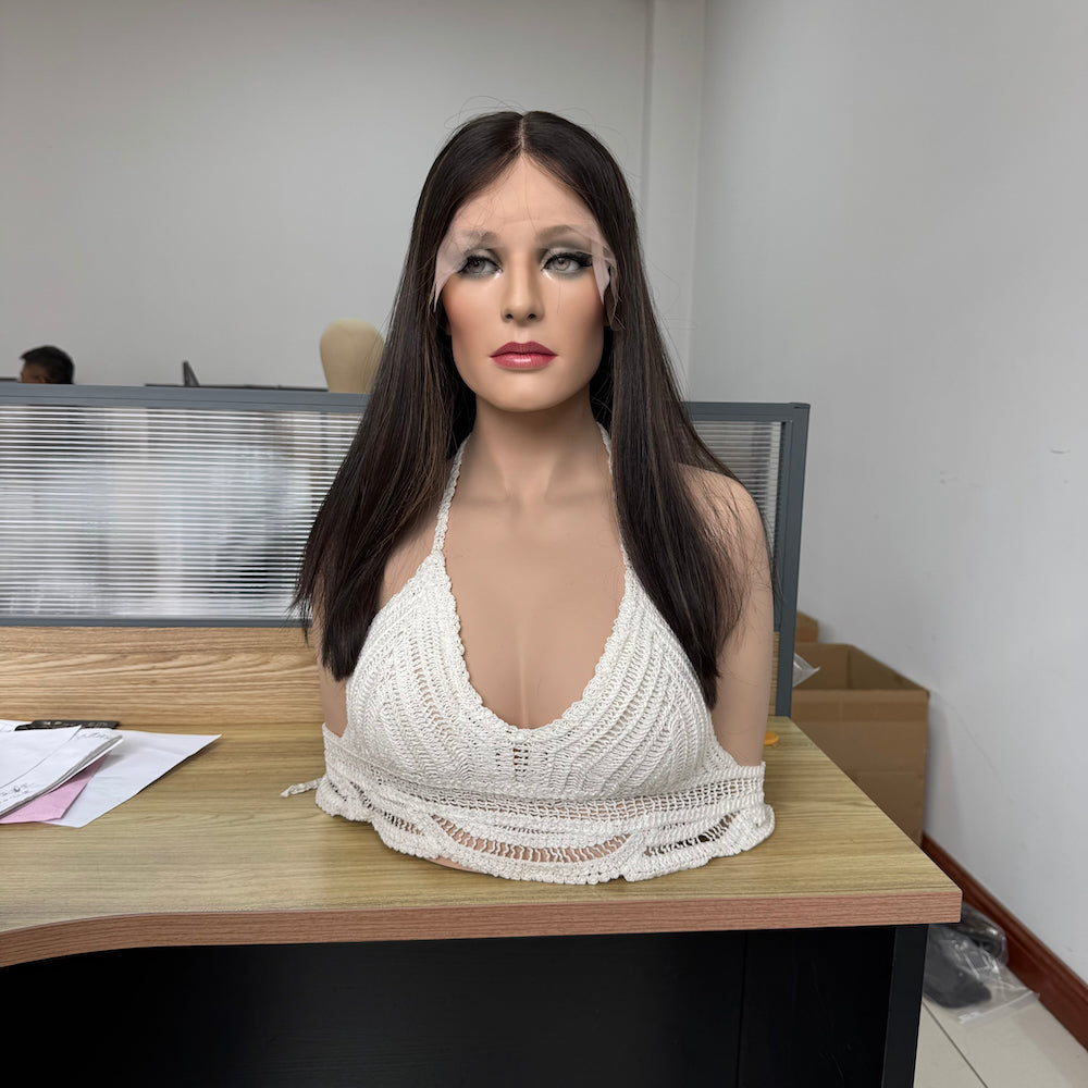 Rich Dark Brown with Subtle Highlights Lace Top Wig