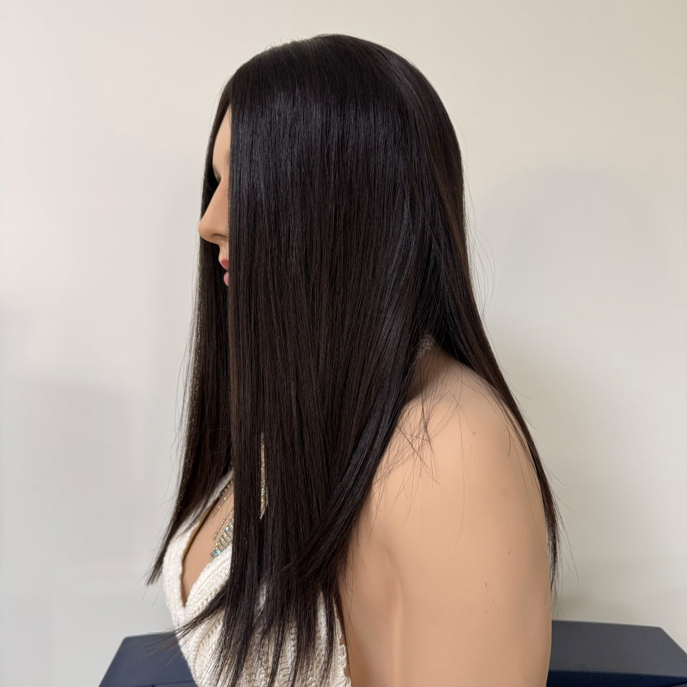 Silk Top Wig Natural Black Sleek Hair שייטל