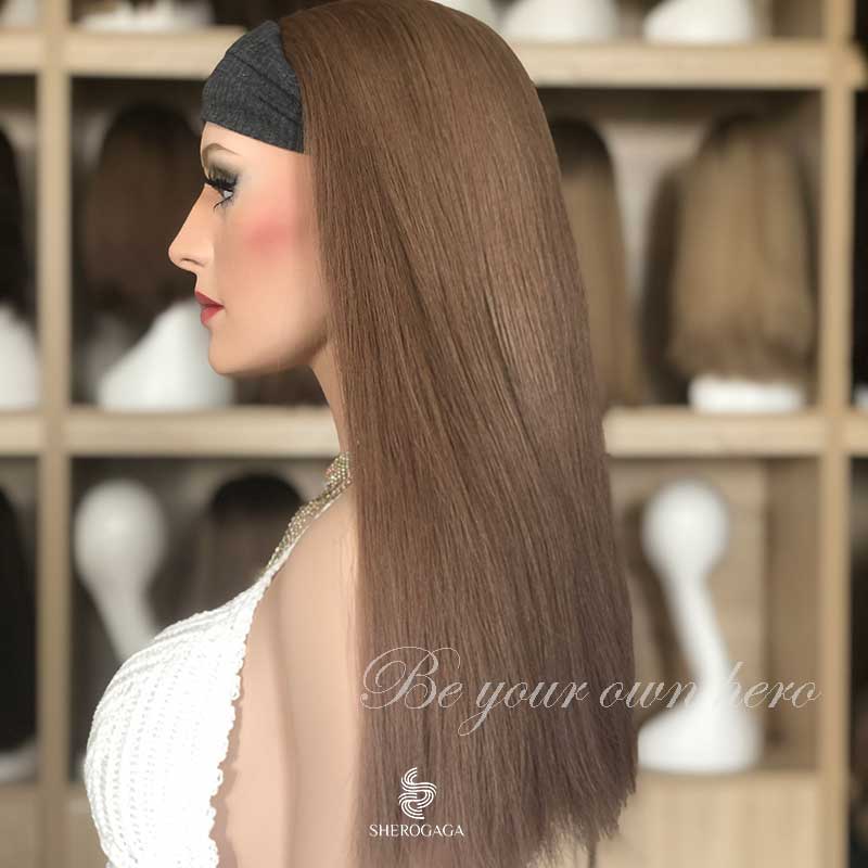 Cool Brown Bandfall Wigs 20inches Non Layer