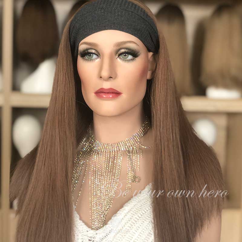 Cool Brown Bandfall Wigs 20inches Non Layer