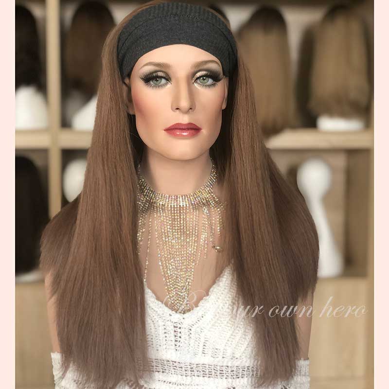 Cool Brown Bandfall Wigs 20inches Non Layer