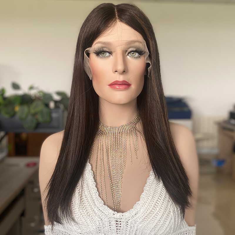 Silk Illusion Brunette Highlight Lace Top Wig