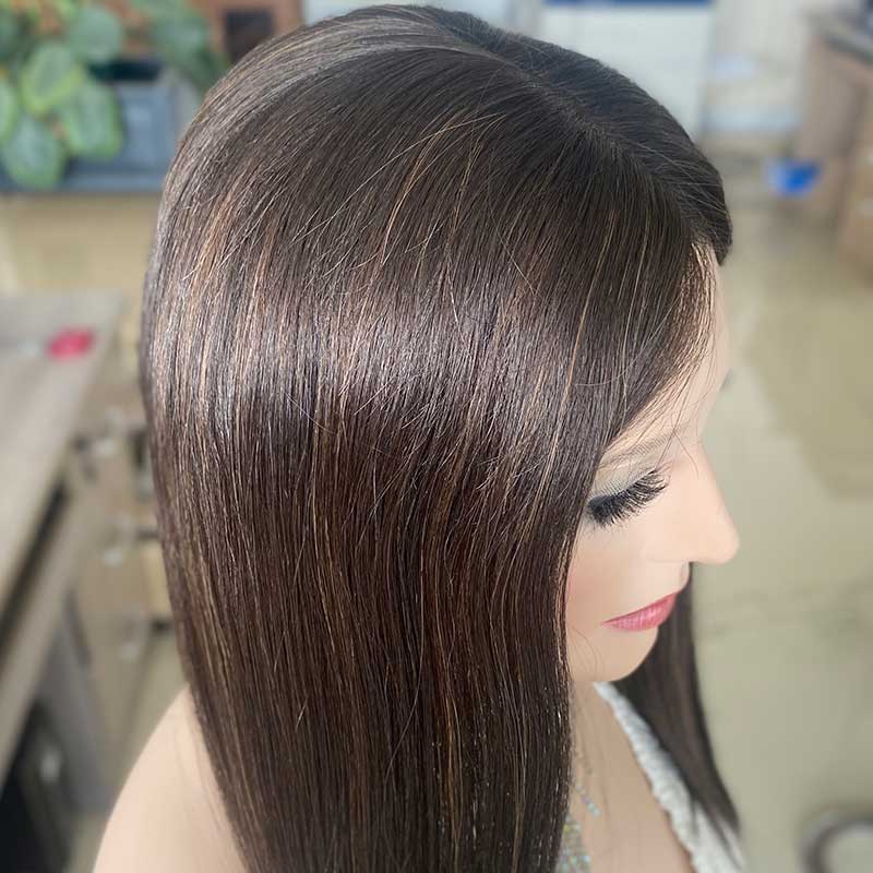 Silk Illusion Brunette Highlight Lace Top Wig