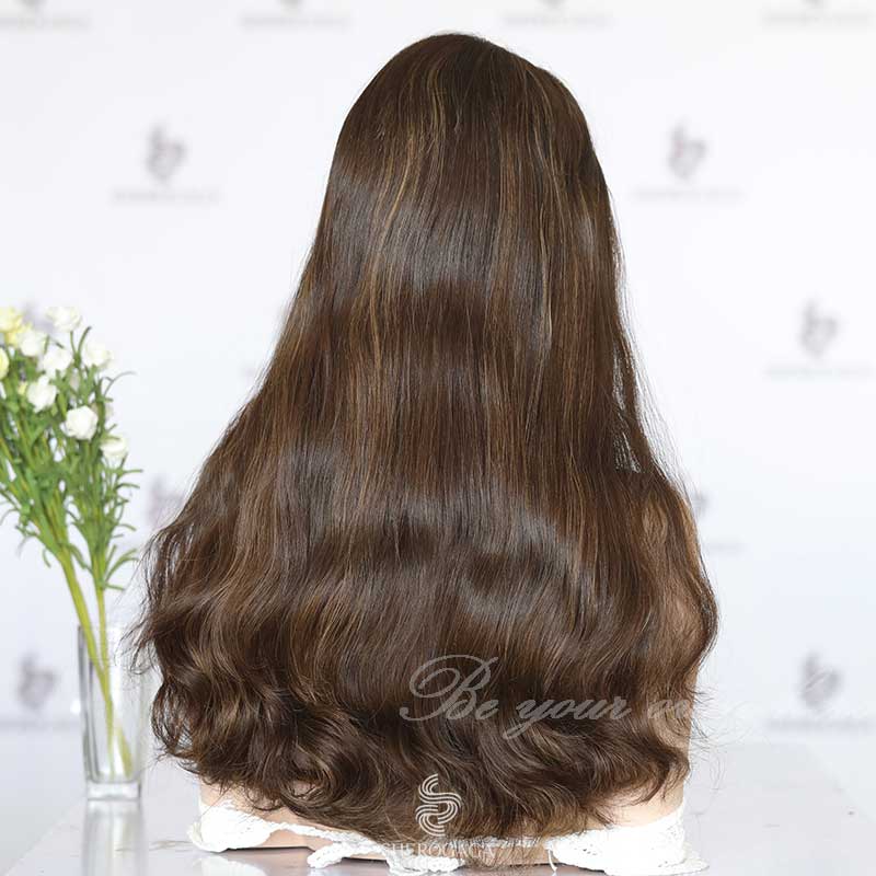 Natural Wavy Balayage Lace Top Wig Silk Liner