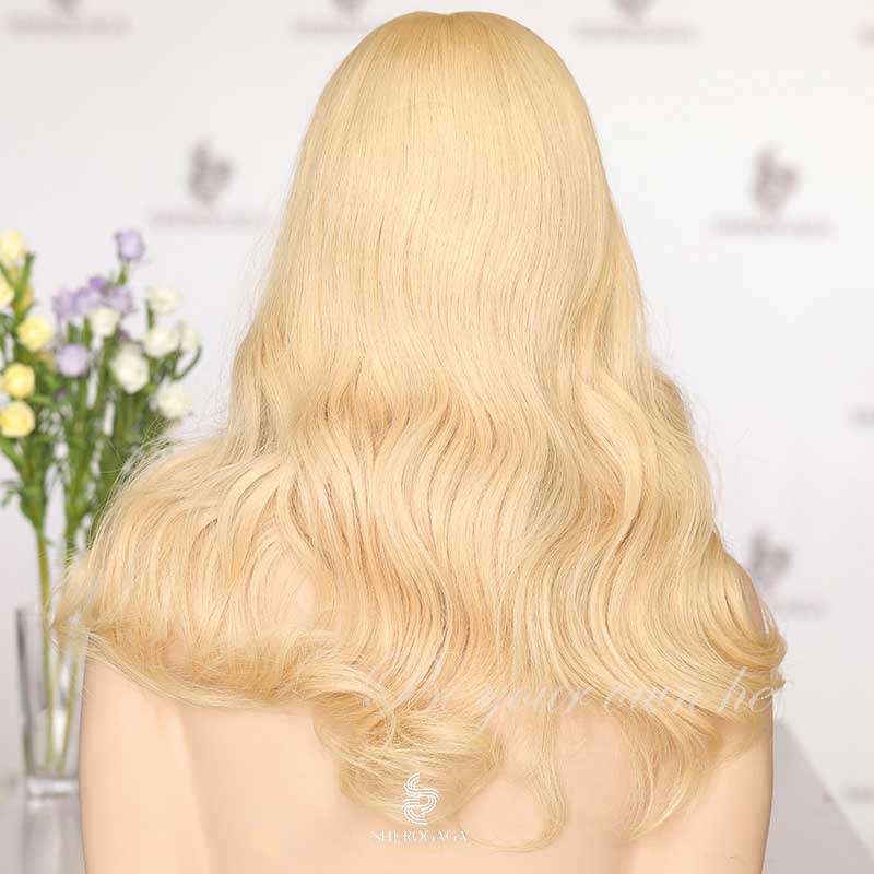 Bleached Blonde Human Hair Silk Topper 8x8