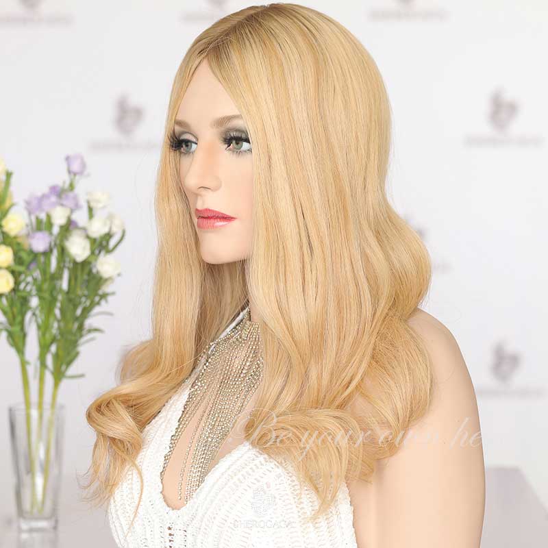 Honey Blonde Human Hair Silk Topper 8x8