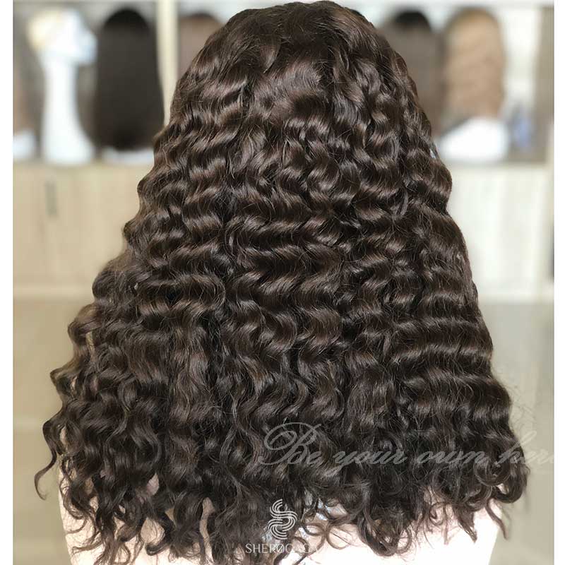 Medium Brown Curly Lace Top Wig