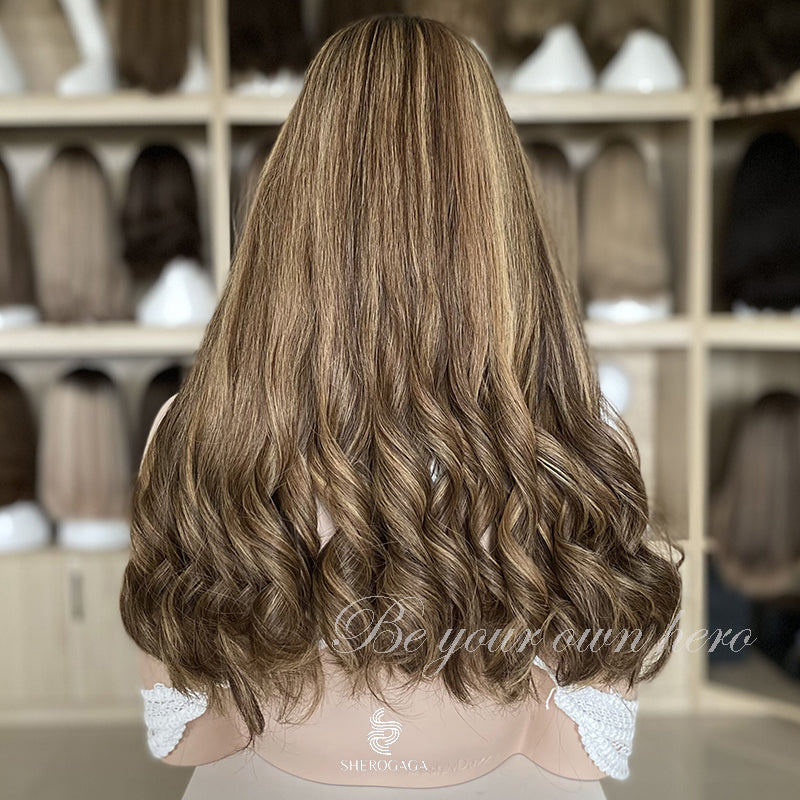 Stock Silk Top Kosher Wig Ash Brown Balayage