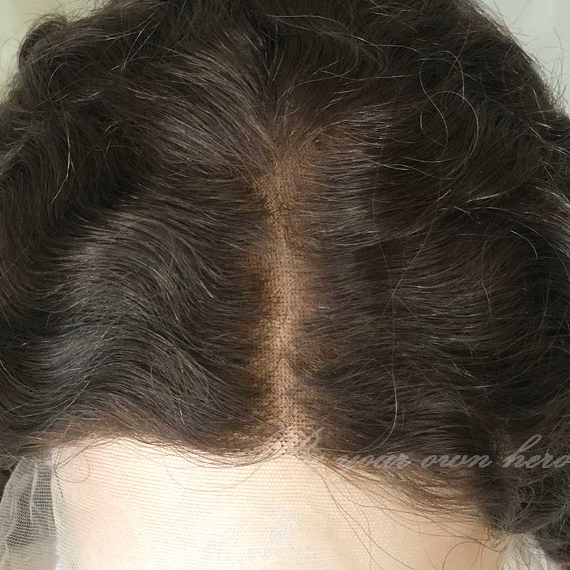 Medium Brown Curly Lace Top Wig