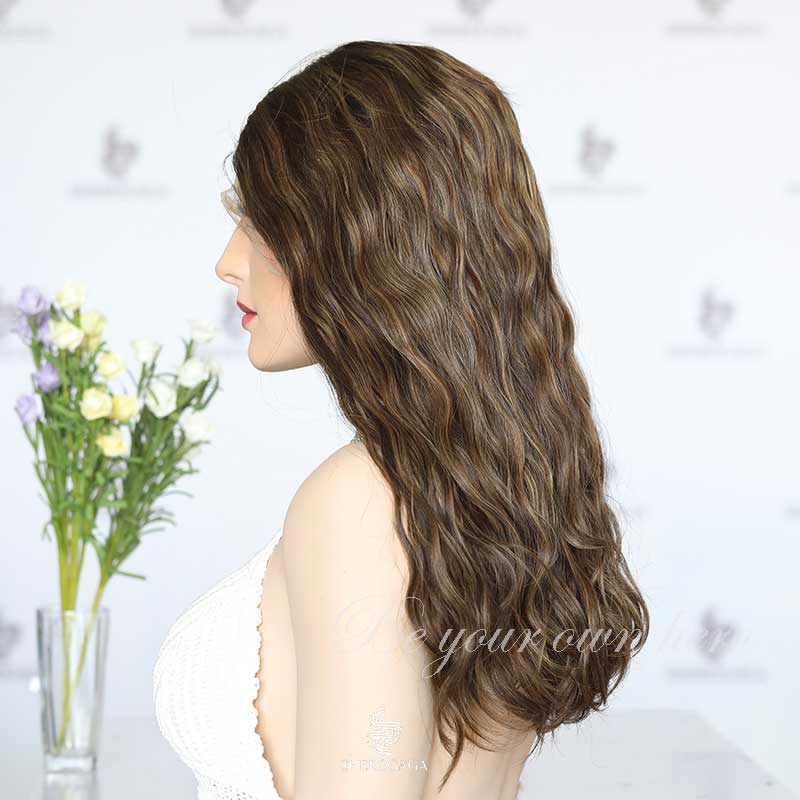 Chestnut Brunette Lace Top Wig Natural Curly