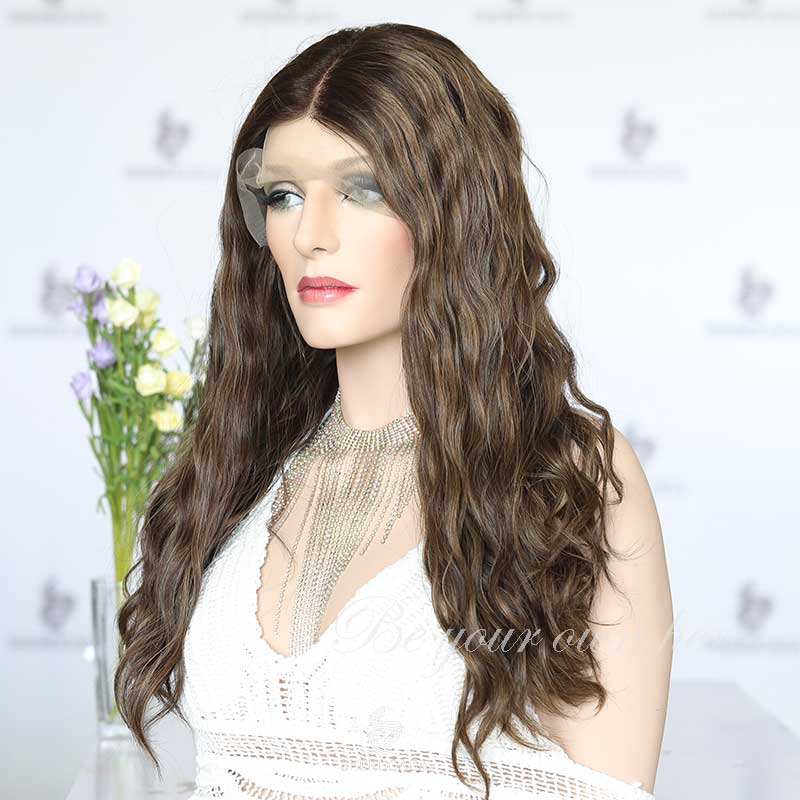 Chestnut Brunette Lace Top Wig Natural Curly