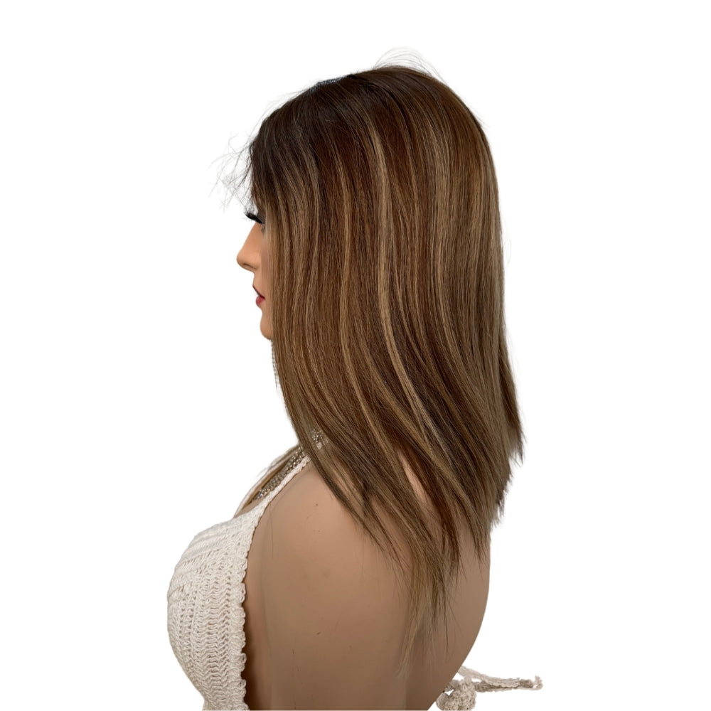 Super Deal Ashy Blonde Lace Top Wig 16''