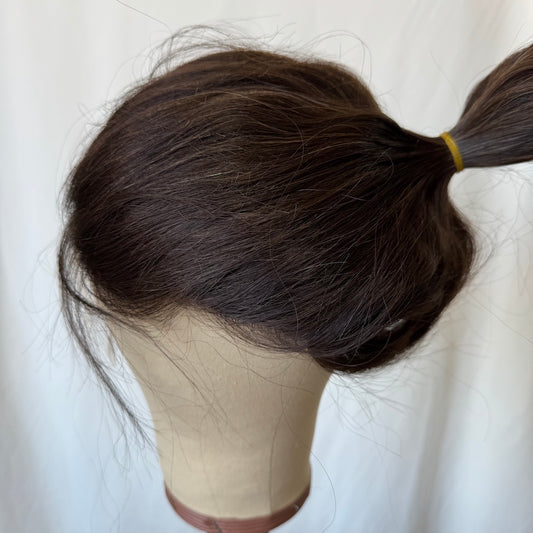 Ponytail Wig Lace Top Sheitel in Natural Wavy Dark Brown