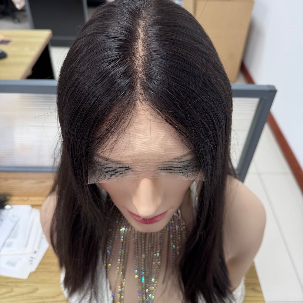 Dark Brown Lace Top Sheitel – Elegant, Natural Look