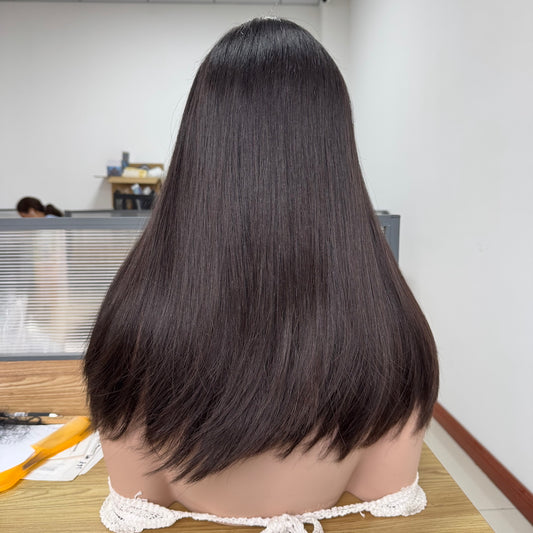 Classic Natural Black Sheitel with a lace top for a flawless, natural appearance