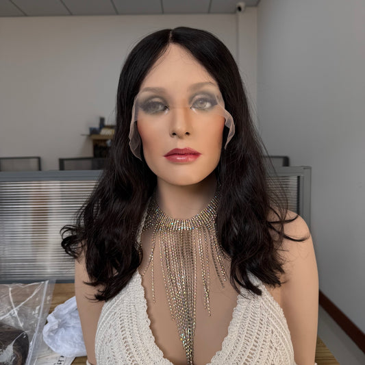 Elegant Dark Brown Lace Top Wig for Jewish Women with Loose Curls