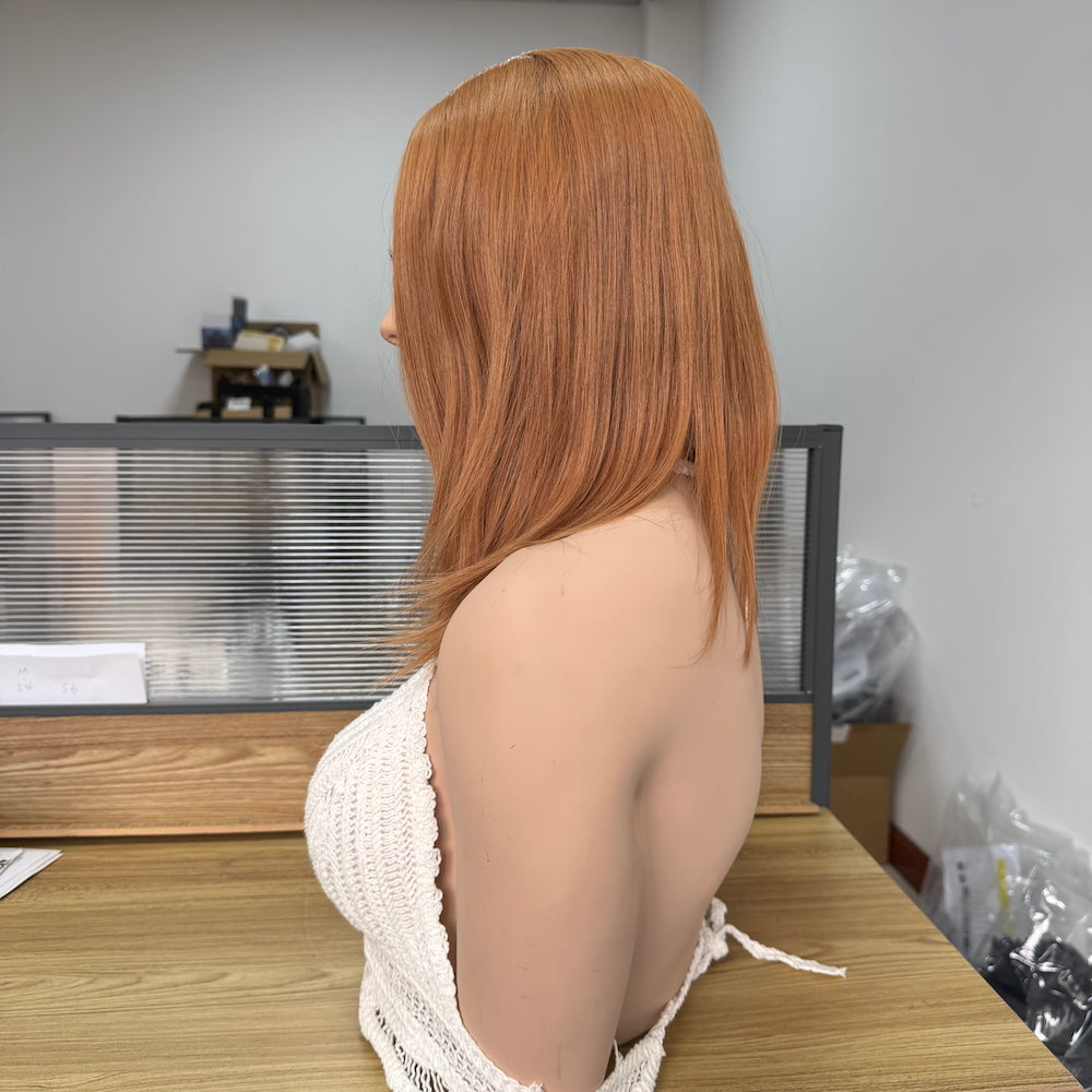 Warm copper red with a soft, vibrant shine silk topper