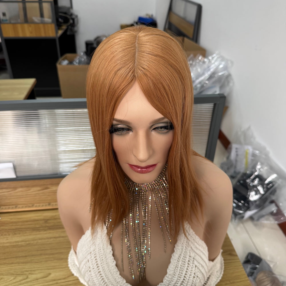 Warm copper red with a soft, vibrant shine silk topper