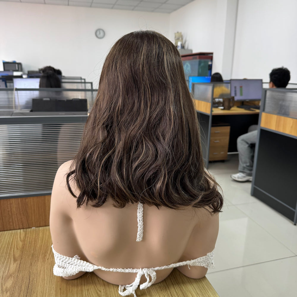 Highlighted Brunette Lace Top Sheitel