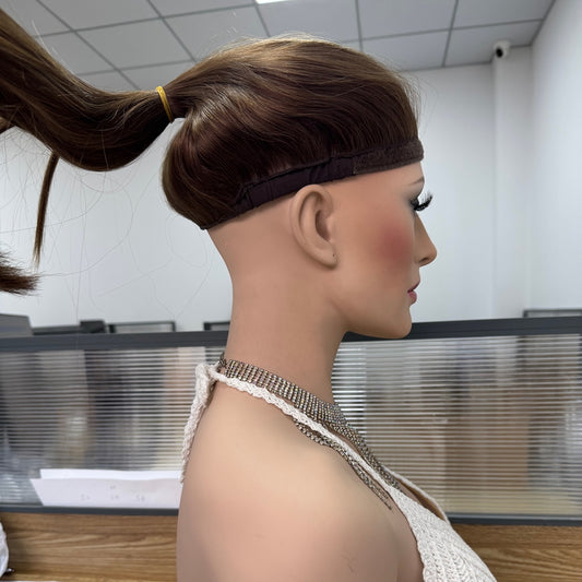 Natural bronw European hair eadband ponytail wig