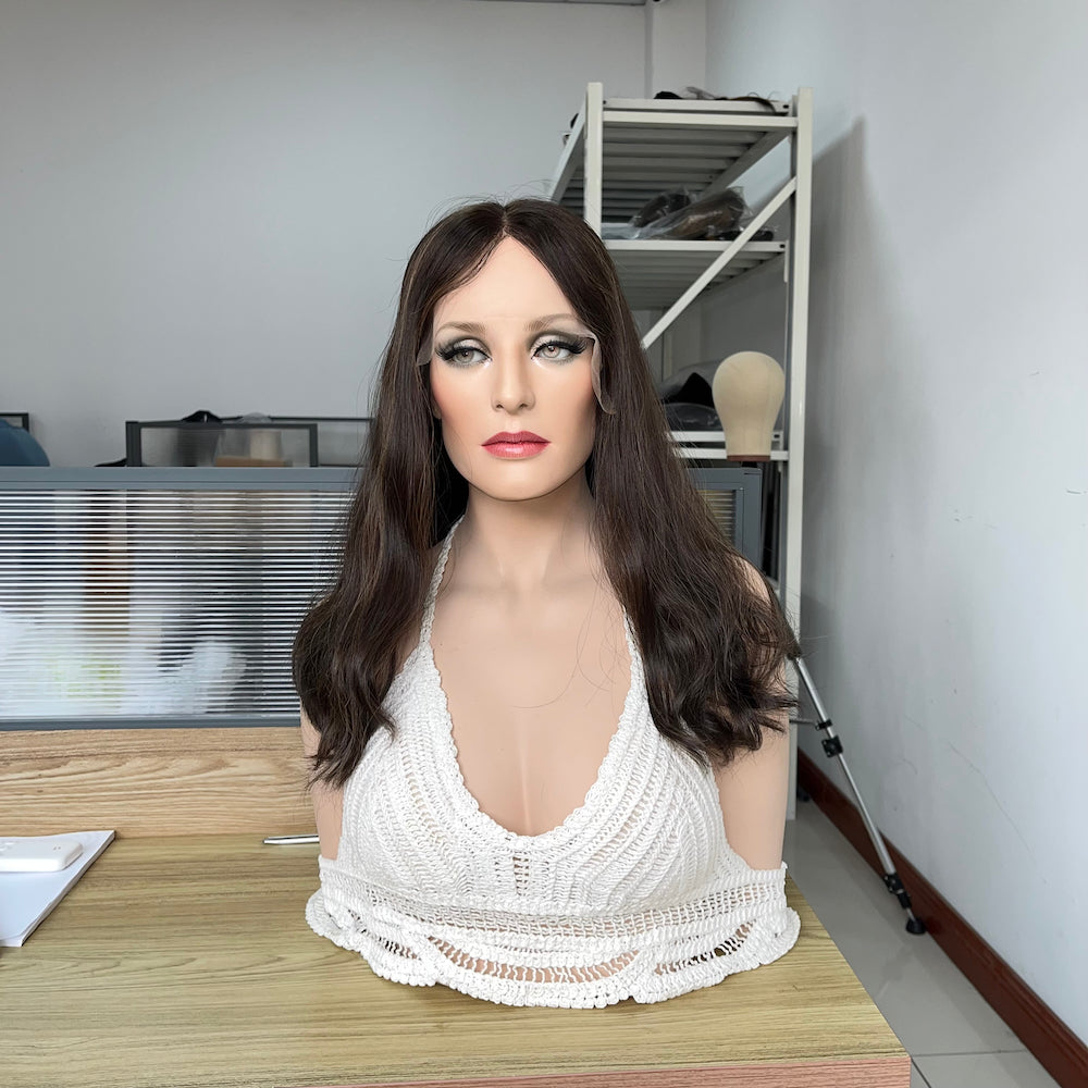 Rich Dark Brown with Natural Soft Highlights Lace Top Wig