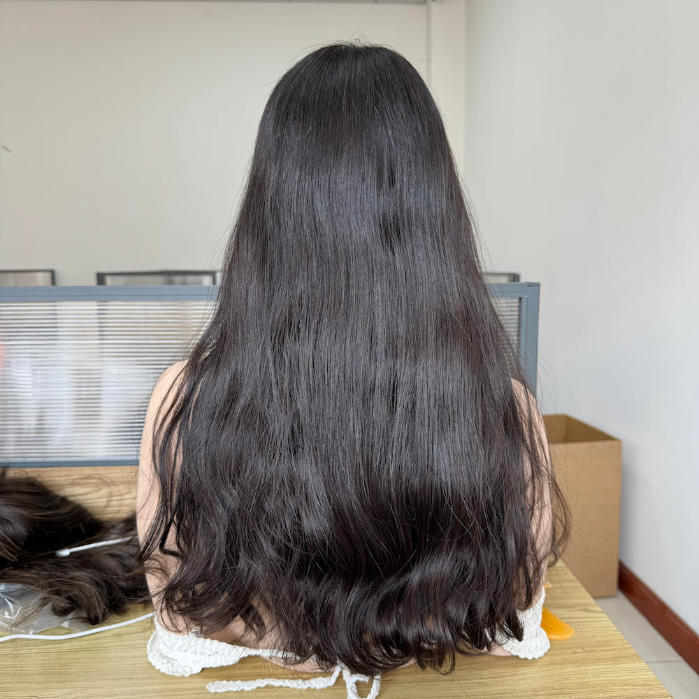 Natural Black with a Soft Brown Reflection Lace Top Wig