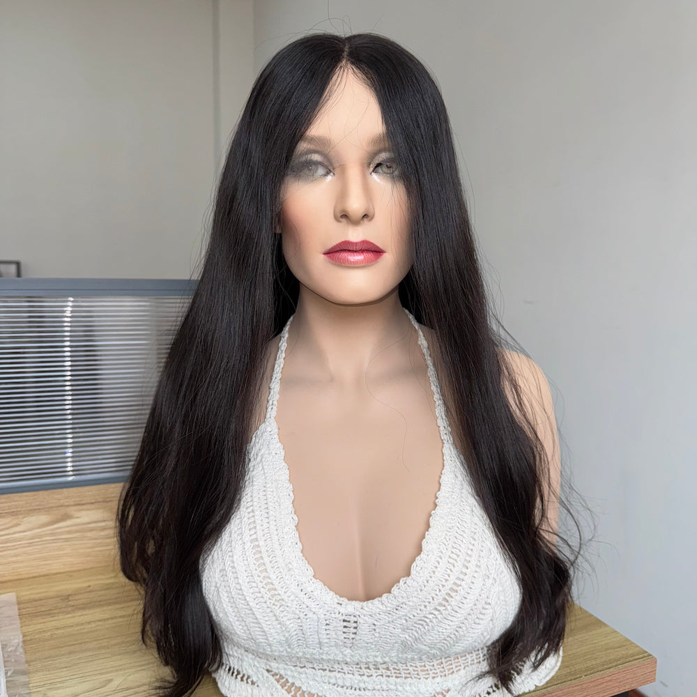 Natural Black with a Soft Brown Reflection Lace Top Wig