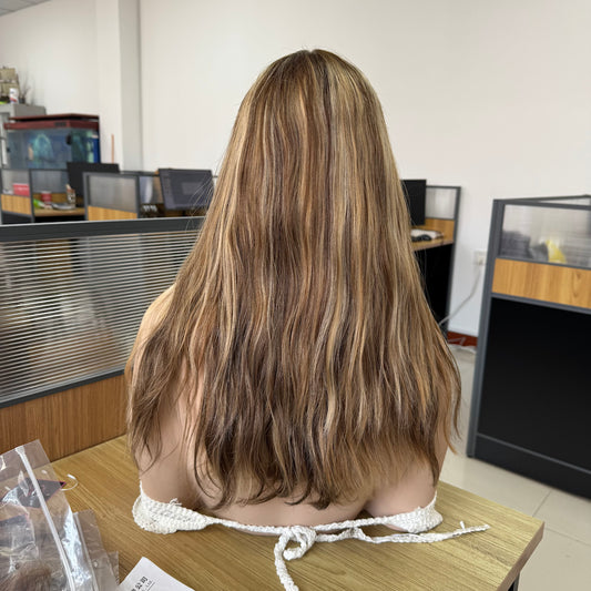 Warm Brown Blend with Honey Blonde Highlights Lace Top Wig
