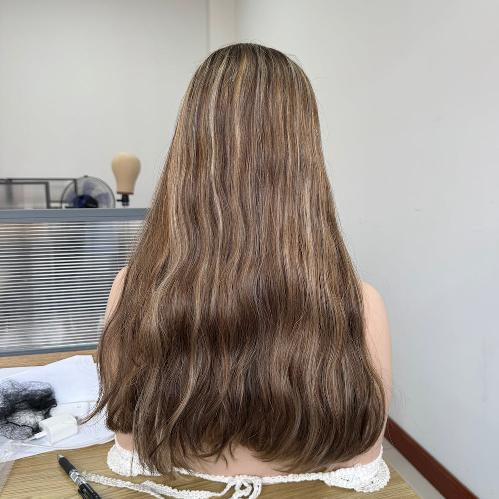 Light Brunette with Soft Highlights Lace Top Wig
