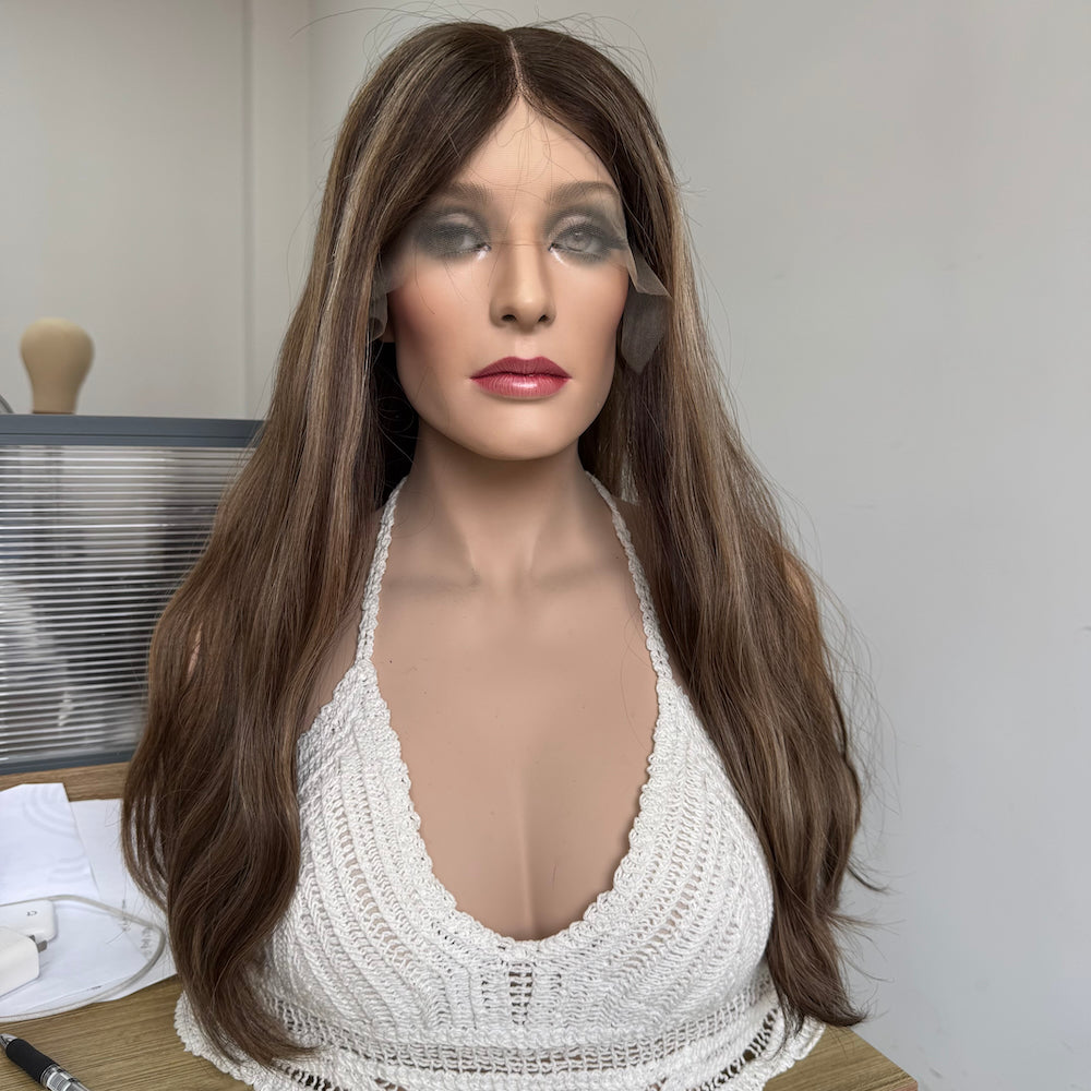 Light Brunette with Soft Highlights Lace Top Wig