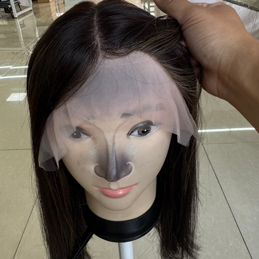 Rich Dark Brown with Subtle Highlights Lace Top Wig