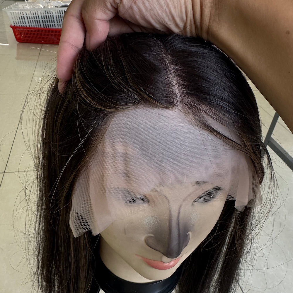 Rich Dark Brown with Subtle Highlights Lace Top Wig