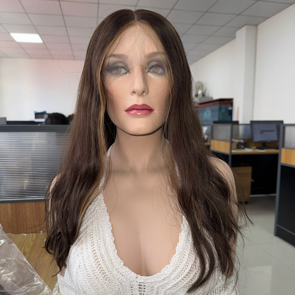 Natural Medium Brown with Subtle Highlights Lace Top Wig