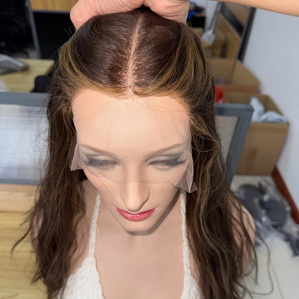 European Hair Lace Top Sheitel with Soft Highlights and Baby Hair