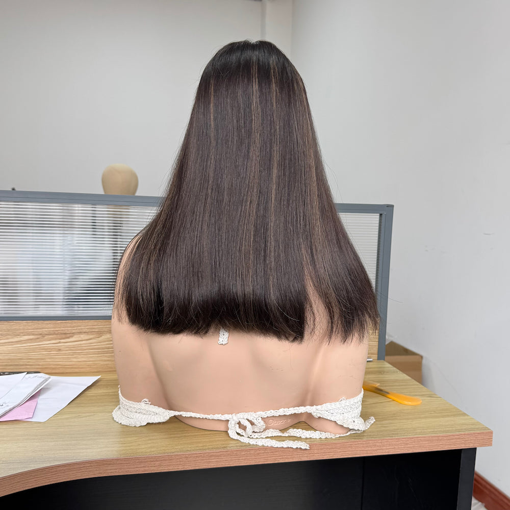 Rich Dark Brown with Subtle Highlights Lace Top Wig