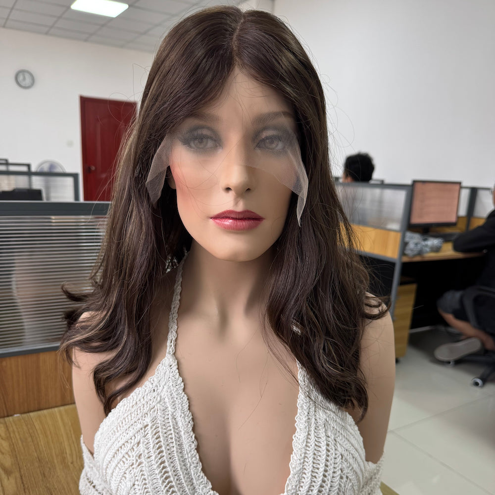 Highlighted Brunette Lace Top Sheitel