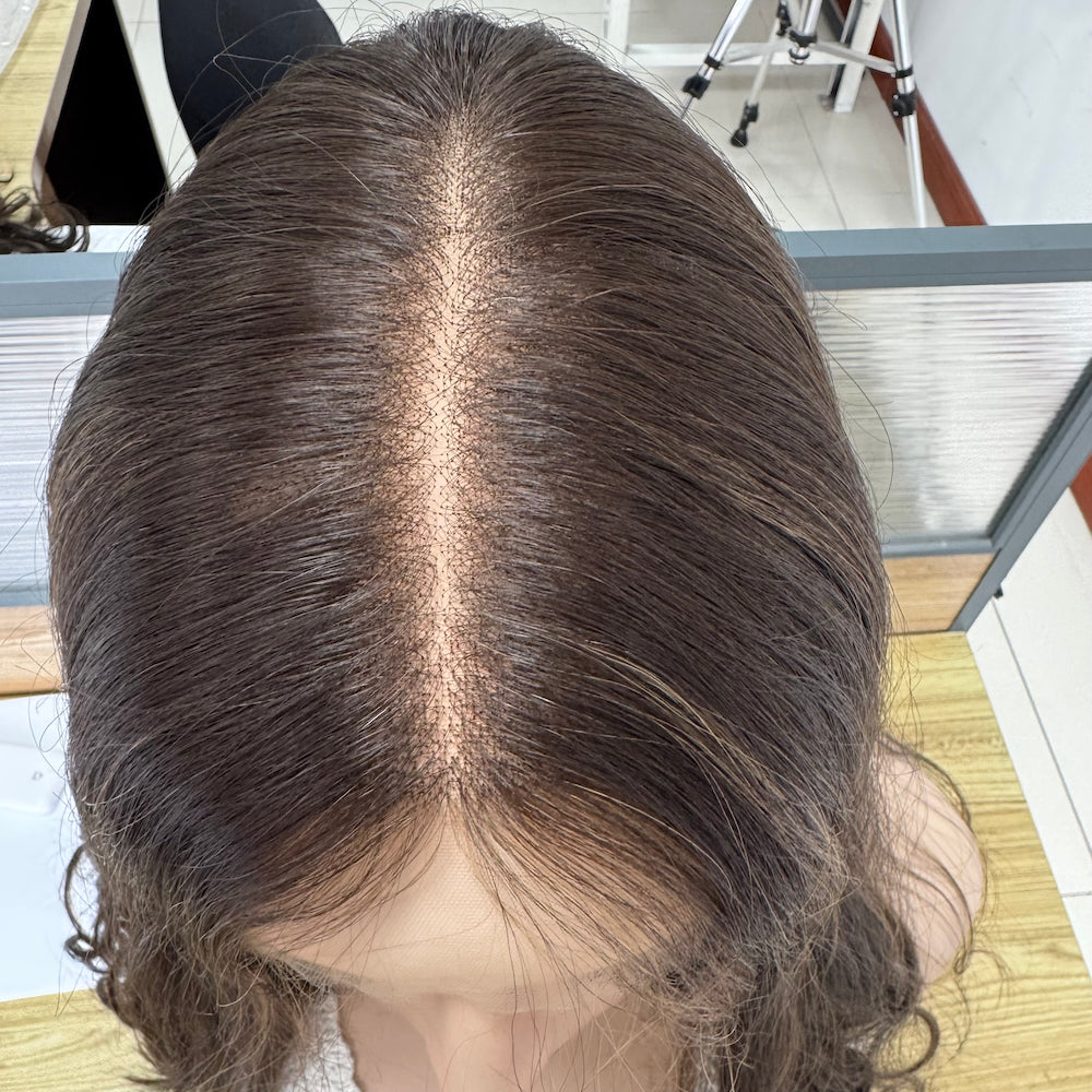Dark Brown with Natural Brown Highlights | 1/2/8 Lace Top Wig