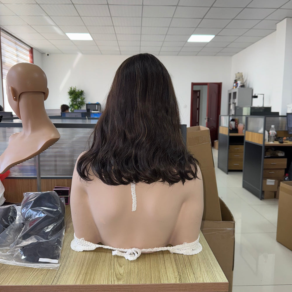 16" #8/2 Cool Dark Brown Lace Top Sheitel | Ready to Wear