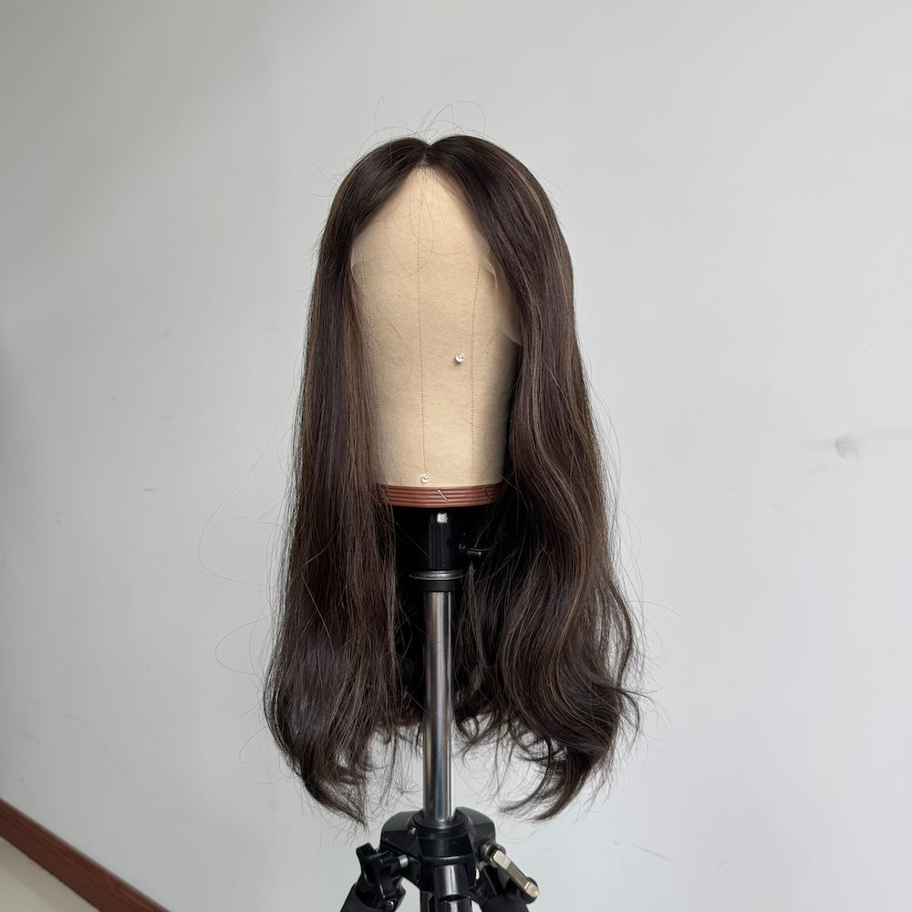 Off-black base with subtle highlights lace top wig