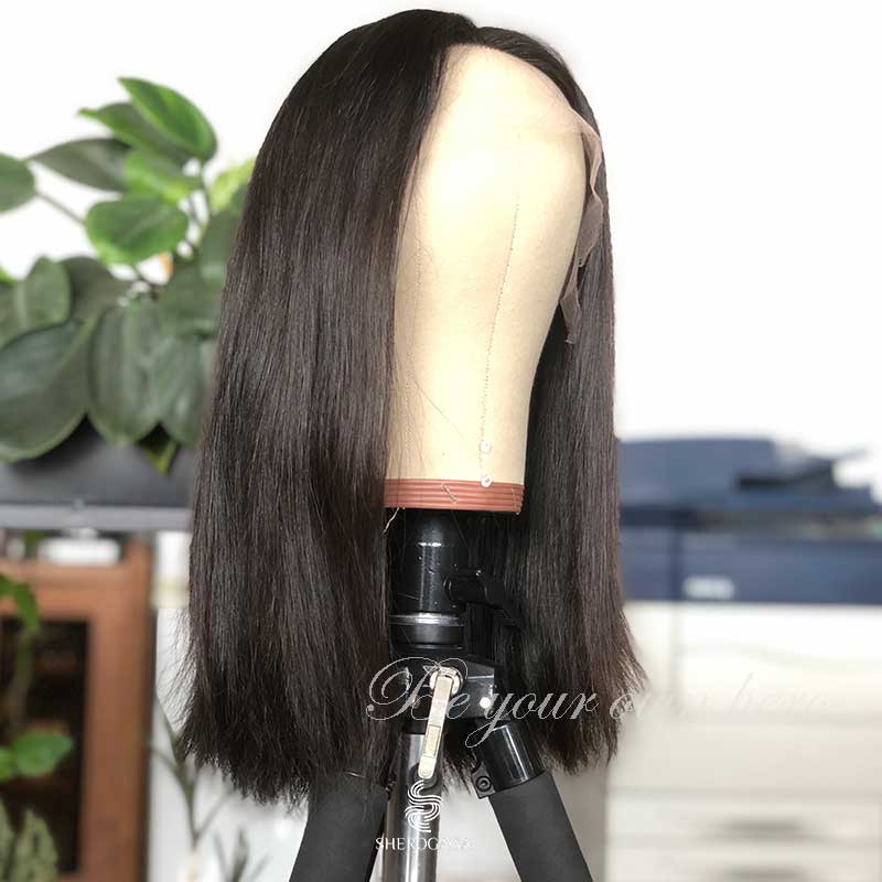 Unprocessed Human Hair Lace Wigs Darkest Brown