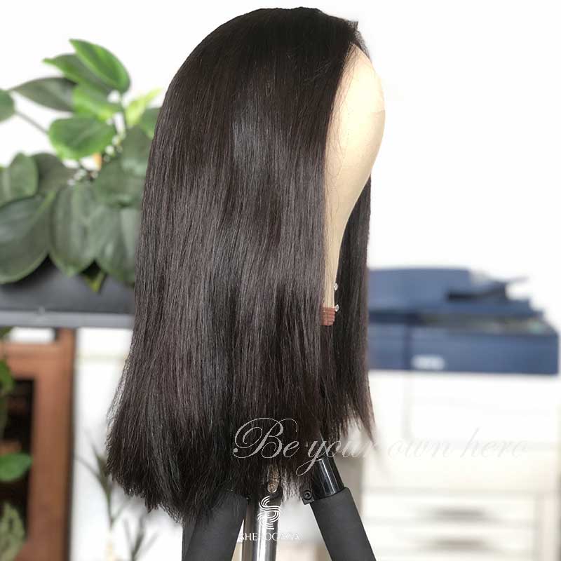 Unprocessed Human Hair Lace Wigs Darkest Brown